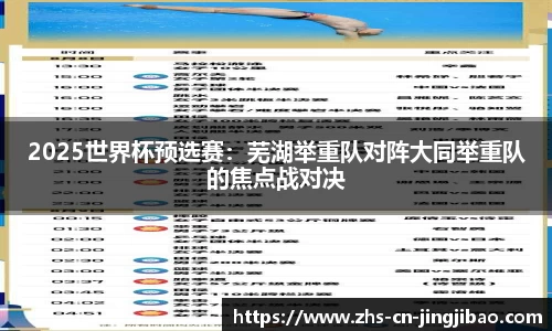 2025世界杯预选赛：芜湖举重队对阵大同举重队的焦点战对决